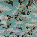 Flying Tulips (Aqua And White) Print On Snake Crepe S23-SCPS10