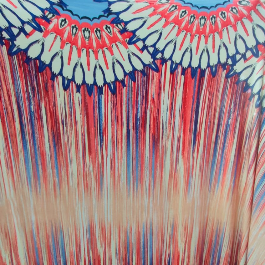 Toto Print (Red) On Mango Crepe Fabric