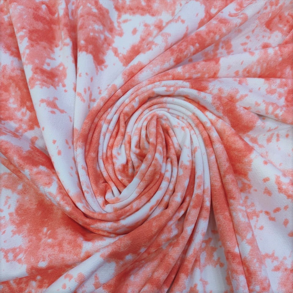 The Marble Effect (Peach) Print On Mango Crepe Fabric