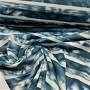 Pictorial Stripes (Deep Teal) Print On Mango Crepe Fabric