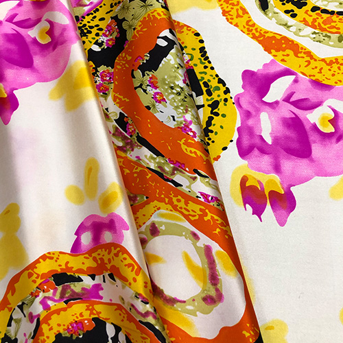 Orange Mojito Print on Pure Silk Satin