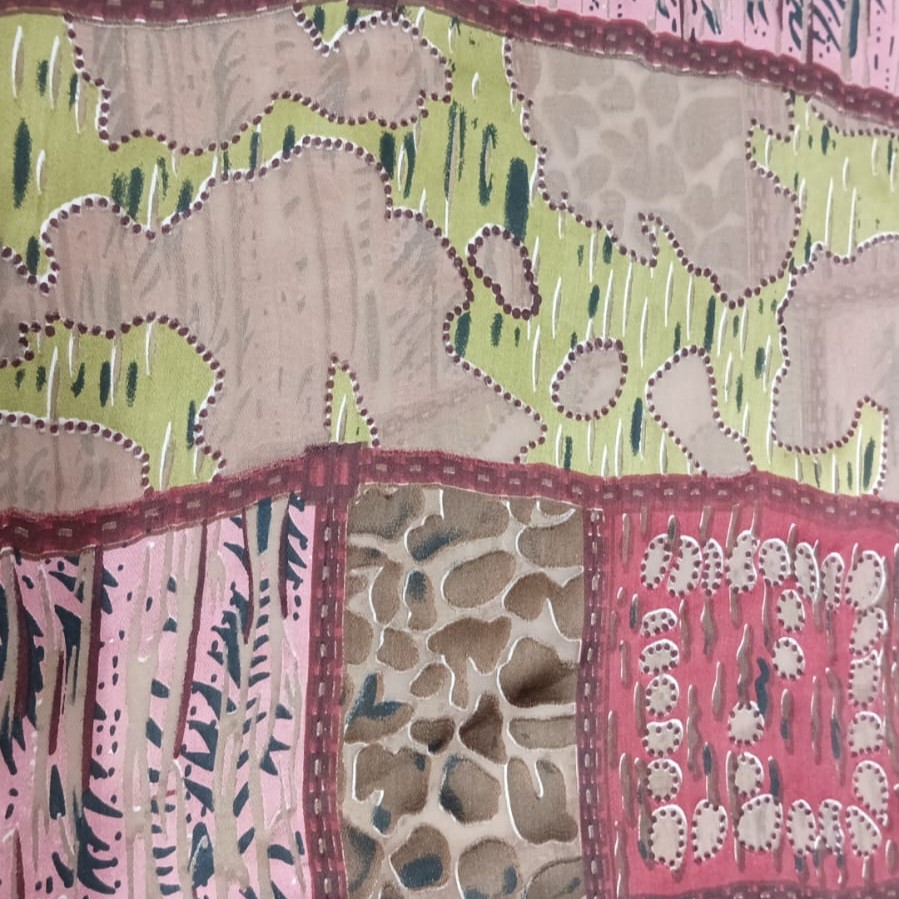 Print on Silk Satin Burnout