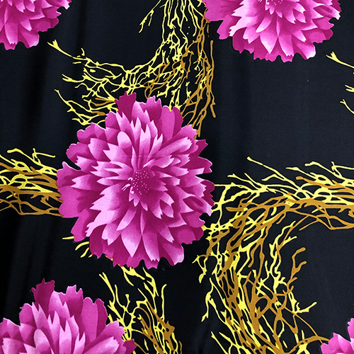 Floral Garland Print On Pure Silk Satin