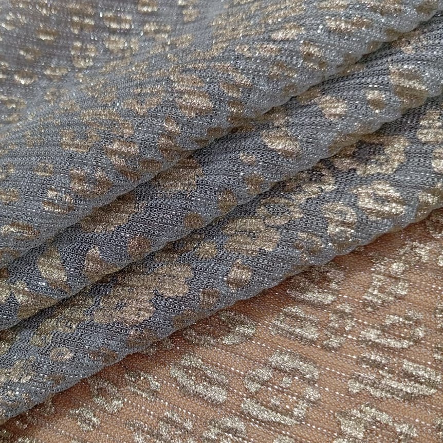 Leopard Print On Platinoir Foil Dyed Fabric