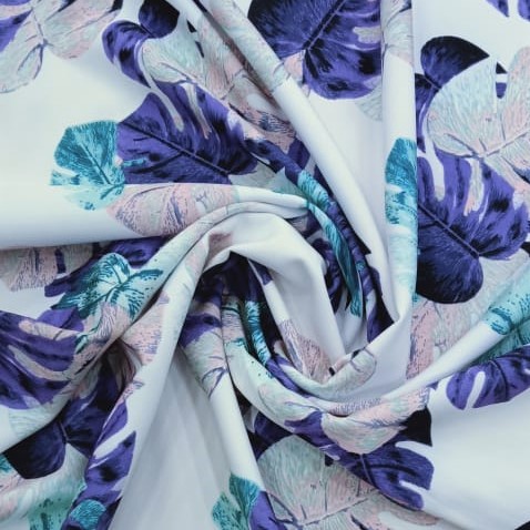 Tropical Vibes (Dark Purple) Print On Banana Crepe S23 BCPS25