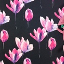 Flying Tulips (Black Pink) Print On Banana Crepe S23 BCPS14