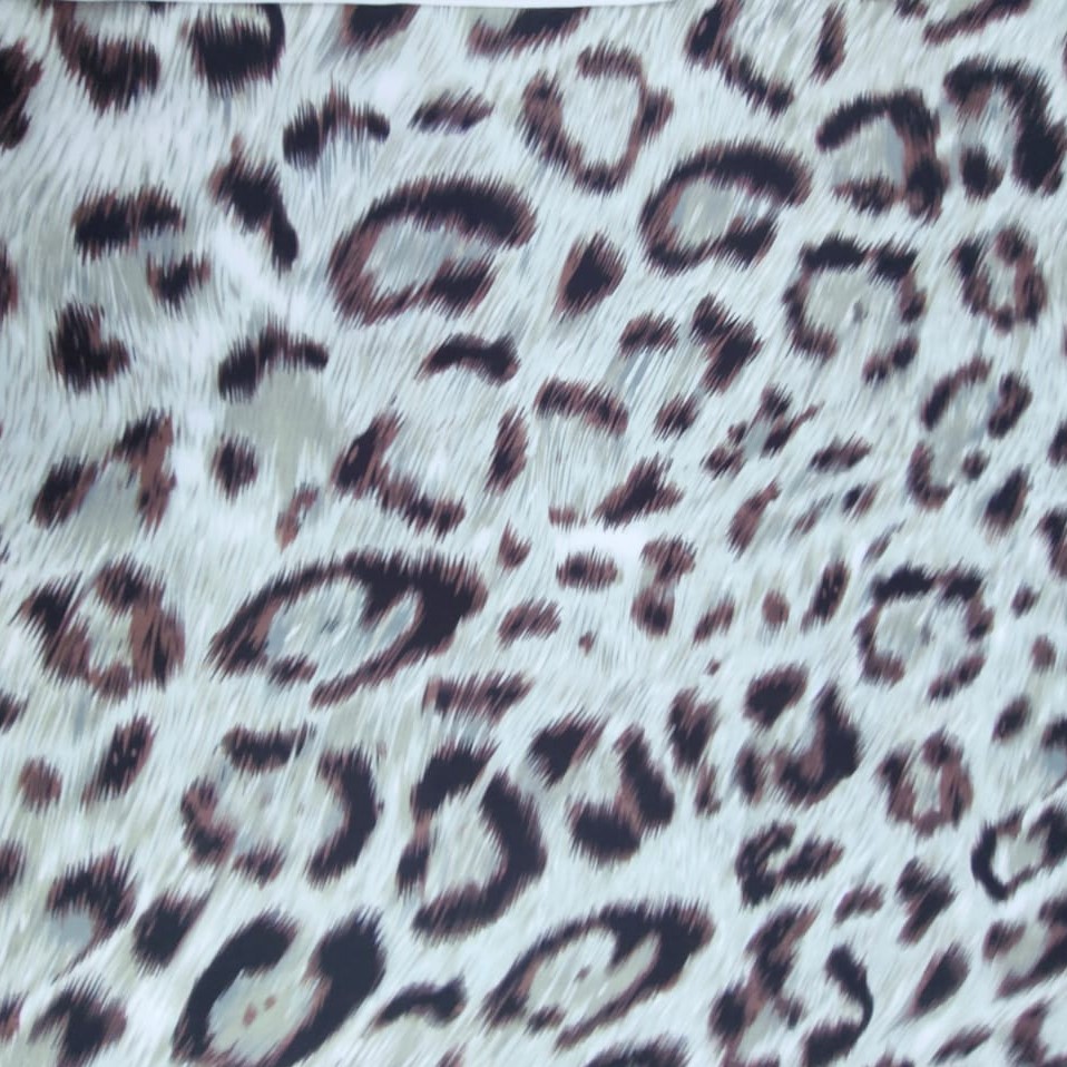 Grey Leopard Print On Korean Satin S23-KSPS58