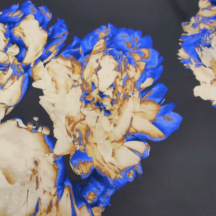 Earthy Floral Night Print On Dutchess Satin S23 DSPS6