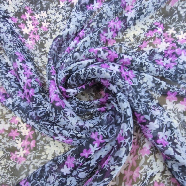 Evening Fall Print On Silk Chiffon S23-SCPS243