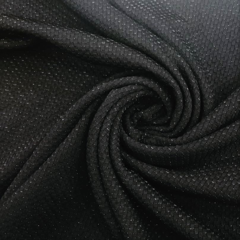Waffle Lurex Knitted Dyed Fabric