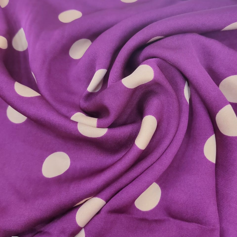 Polka Dots (Purple) Print On Twill Satin (SS24) TSPS01