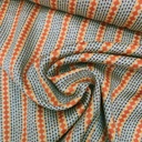 Beige & Orange Ethnic Stripe Print On Twill Satin (SS24) TSPS08