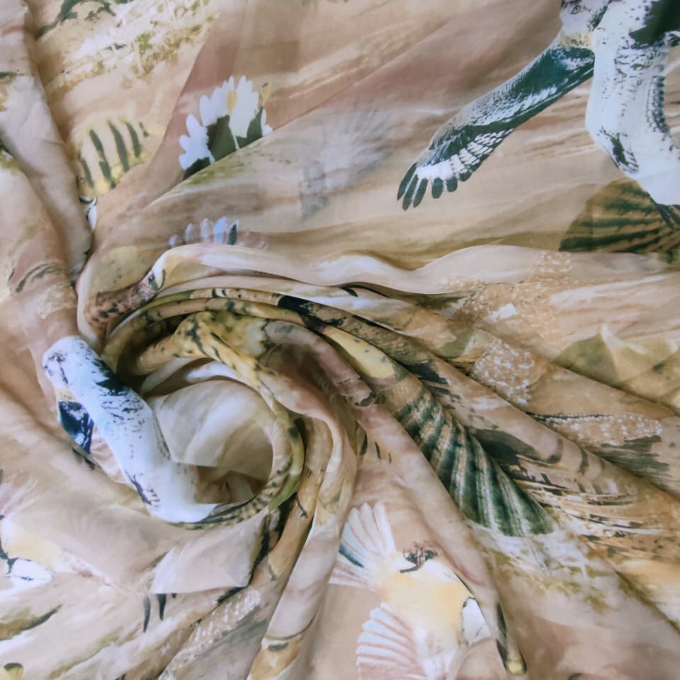 Eagle Print On Silk Chiffon S23-SCPS09