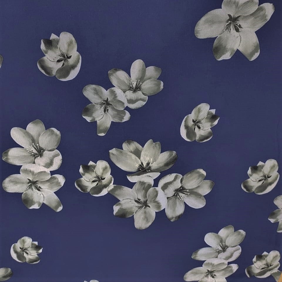 Ivory Floral Print On Snake Crepe S23 SCPS13