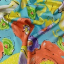 Sky Base Flowers Print On Habutai Satin S23-HSPS85