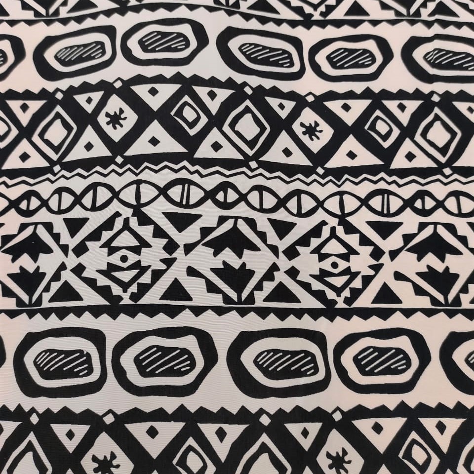 Artwork Black & White Print On Sandwash Crepe S24 SCPS01