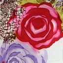 Red & White Rose Print On Korean Satin S23-KSPS96