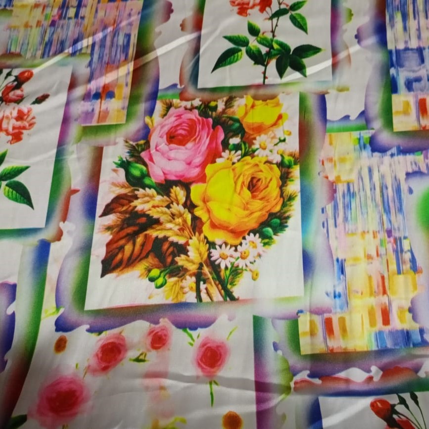 White Window Floral Print On Korean Satin (SS24) KSPS64
