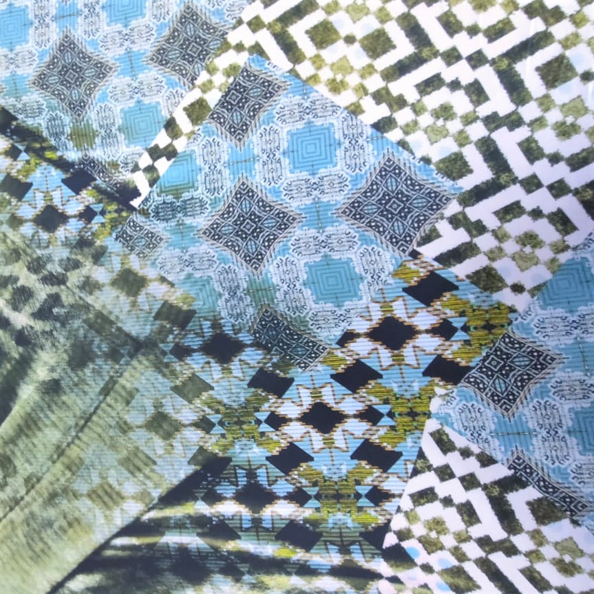 Abstract Marble Print On Korean Satin S23 KSPS08