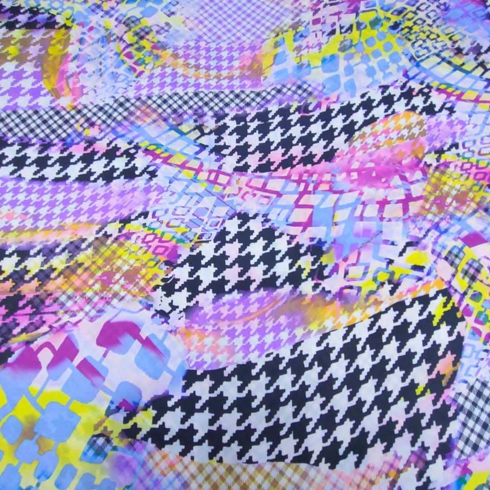 Black & Pink Marble Print On Korean Satin S23-KSPS16