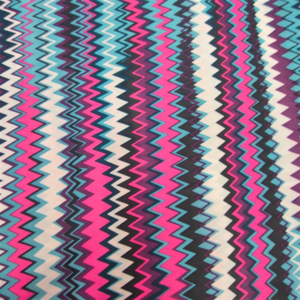 Zik Zak Print On Korean Satin S23-KSPS120