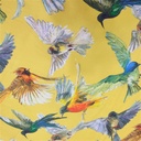 Yellow Base Birds Print On Korean Satin S23-KSPS117