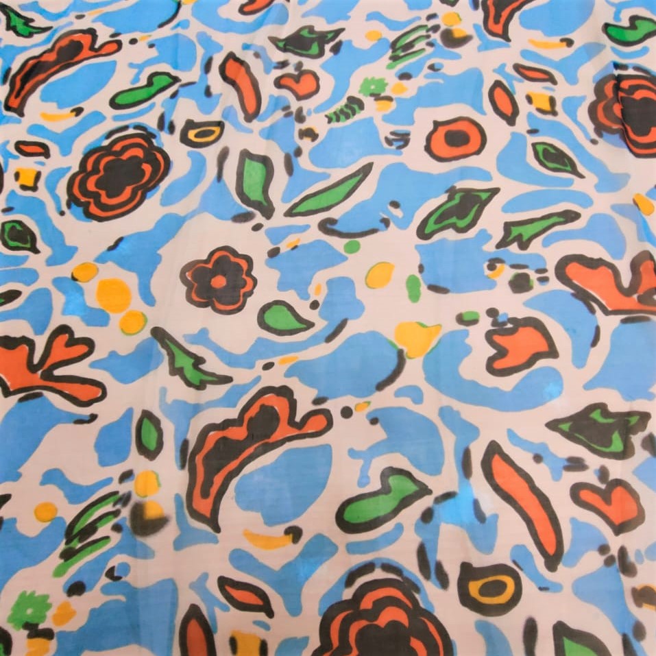 Wateer Art Print On Silk Chiffon S23-SCPS215