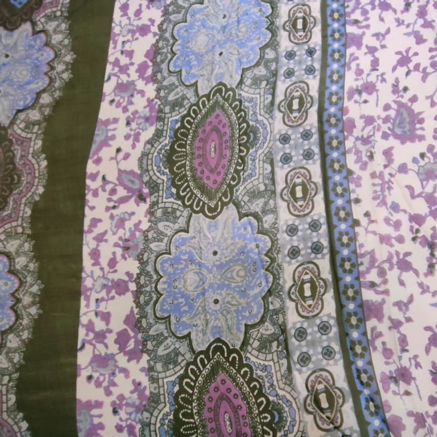 Kashimiri Art Print On Silk Chiffon S23-SCPS162