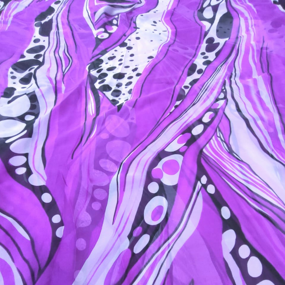 Purple Print On Silk Chiffon S23-SCPS190