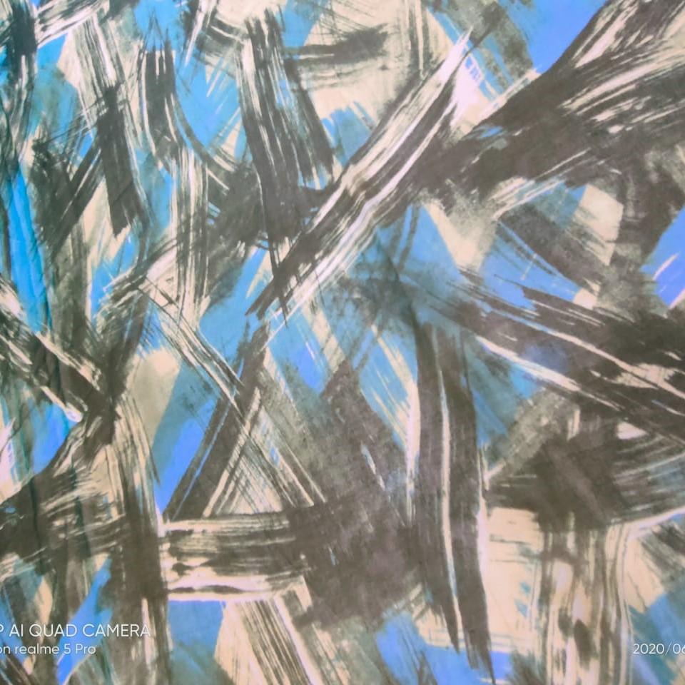 Abstract Wall Art Print On Silk Chiffon S23-SCPS104