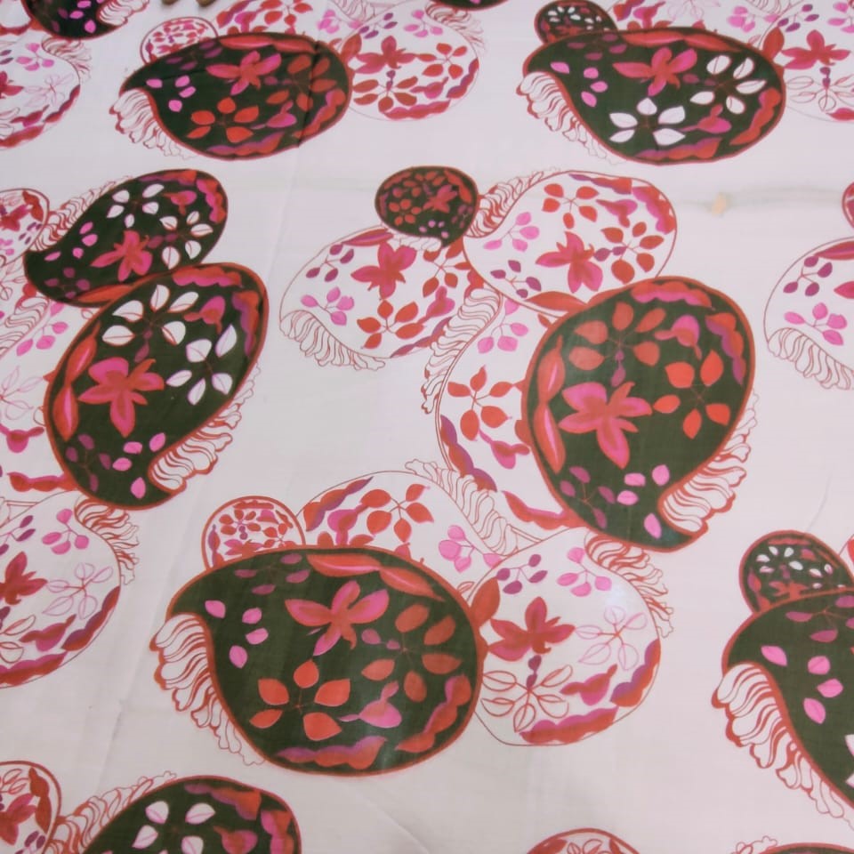 Paisley Floral Pot Print On Silk Chiffon S23-SCPS178