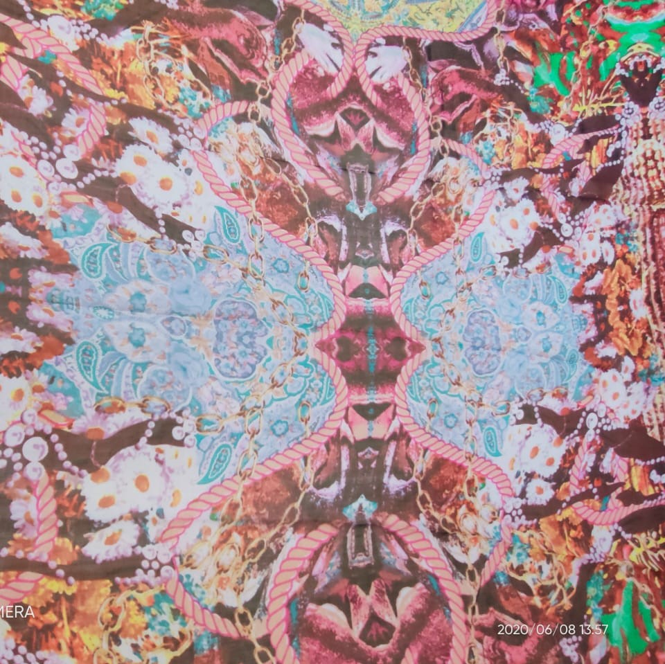 Bohemian Floral Print On Silk Chiffon S23-SCPS233