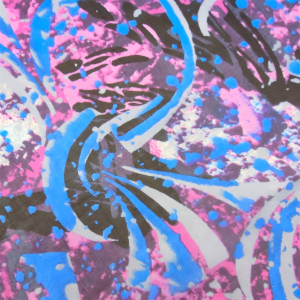 Purple Art Print On Silk Chiffon S23-SCPS254