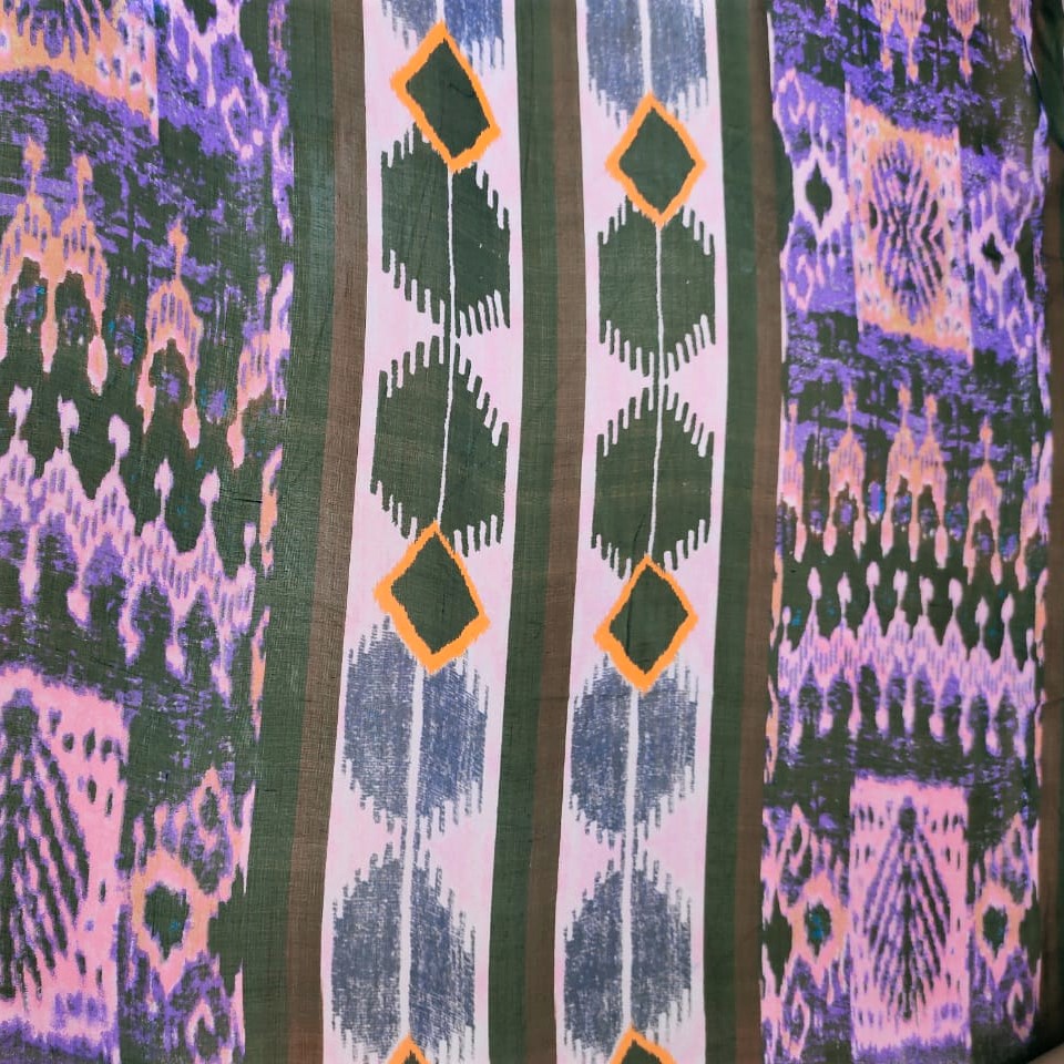 Purple Bohemian Print On Silk Chiffon S23-SCPS255