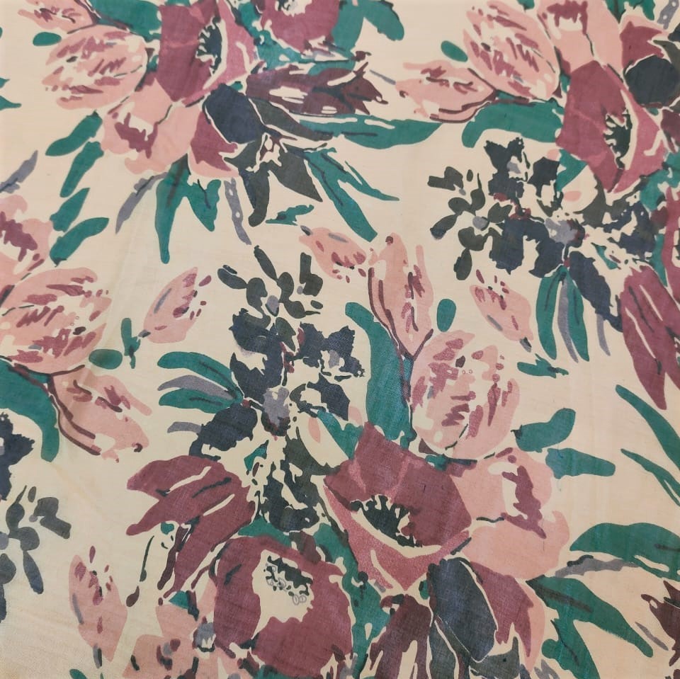 Yellow Base Floral Print On Silk Chiffon SCPS148