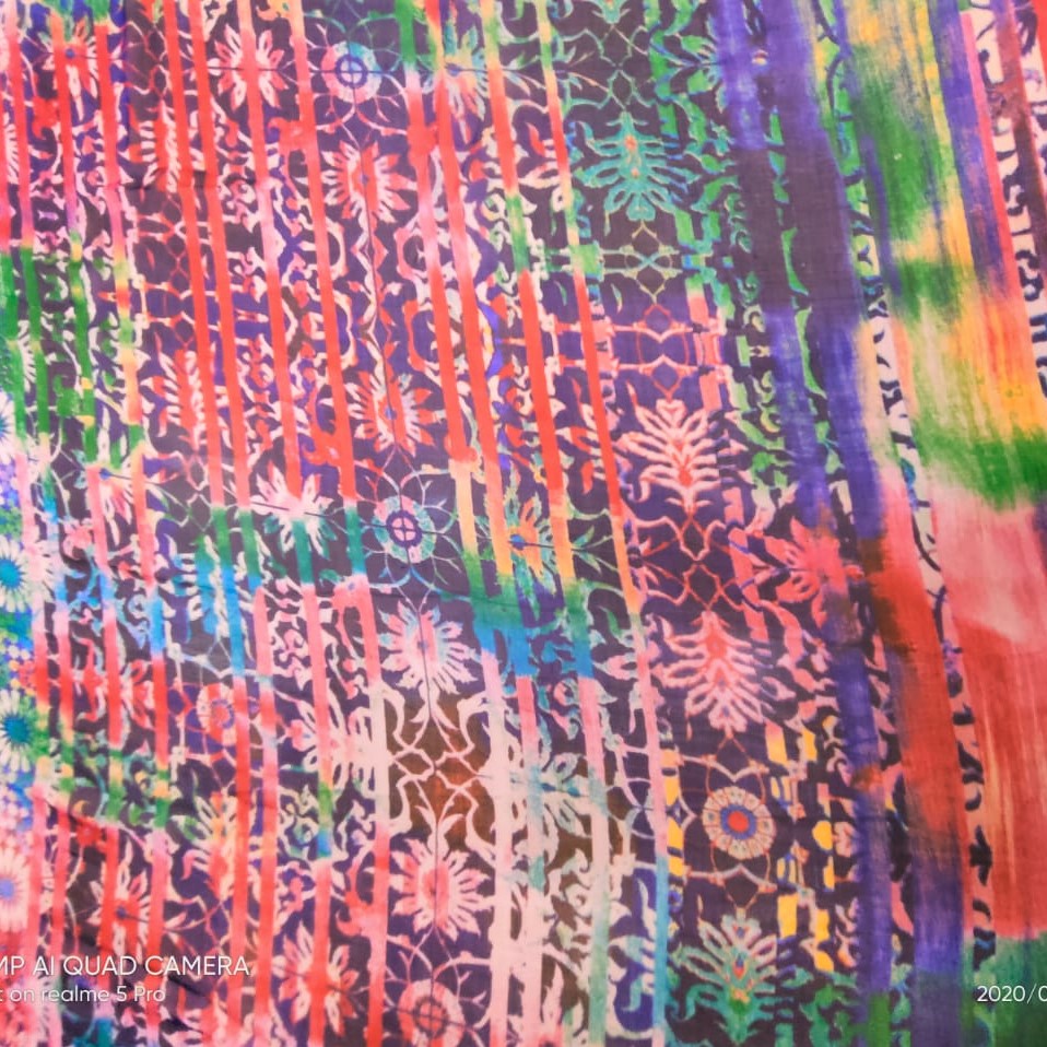 Rainbow Art Print On Silk Chiffon S23-SCPS191