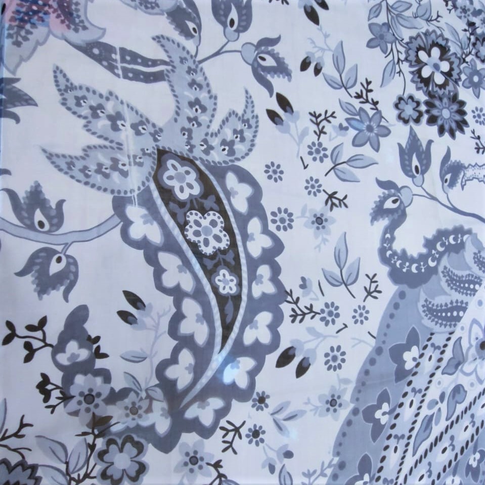 Grey Base Floral Print On Silk Chiffon S23-SCPS159