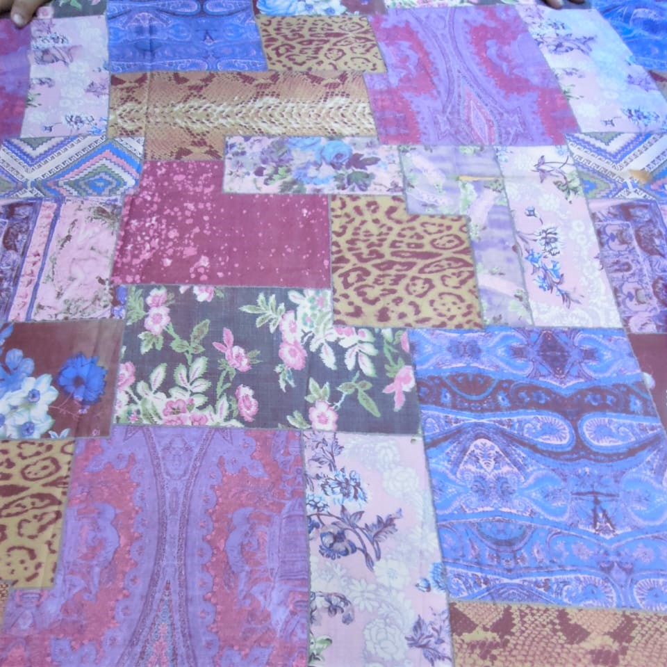 Patch Work Print On Silk Chiffon S23-SCPS181