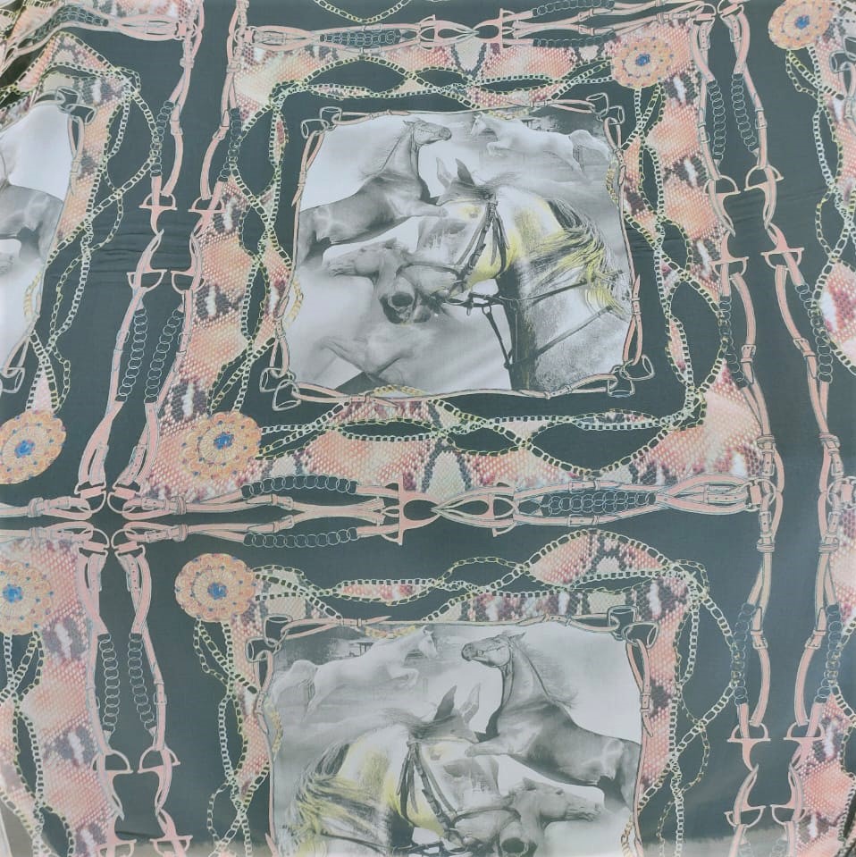 Horse Print On Flat Chiffon FCPS127