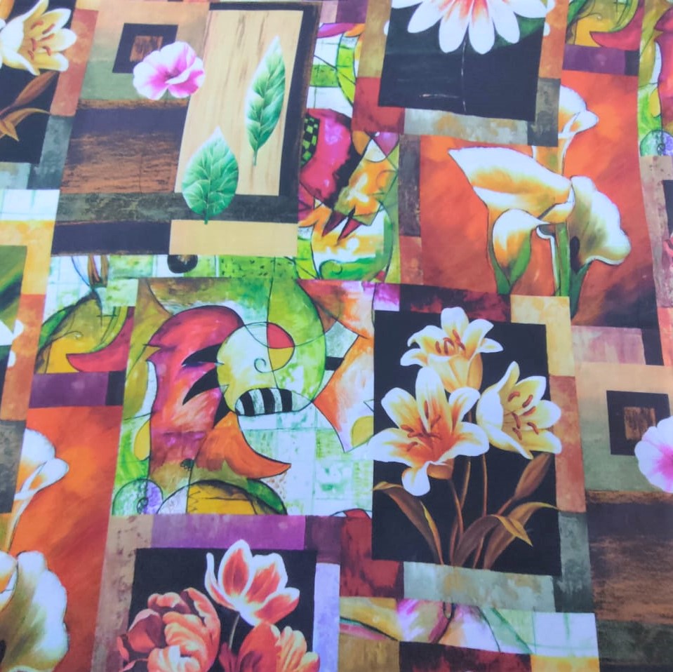 Window Floral Print On Flat Chiffon FCPS150
