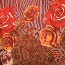 Red Roses Print On Silk Satin Burnout
