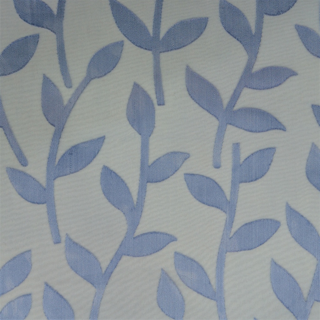 Ice Blue Tropical Print On Silk Satin Burnout