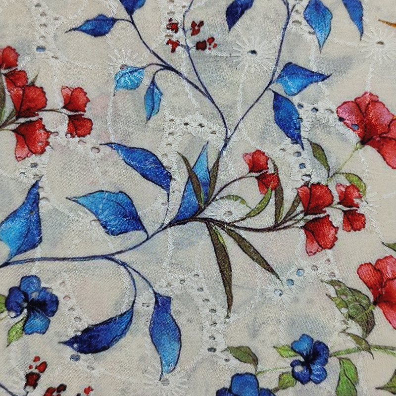 Embroidered Schiffli Print Fabric ESP 07
