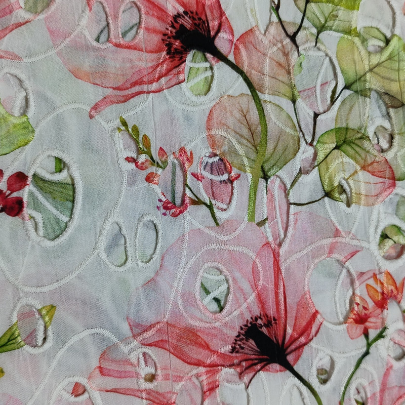 Embroidered Schiffli Print Fabric ESP 08