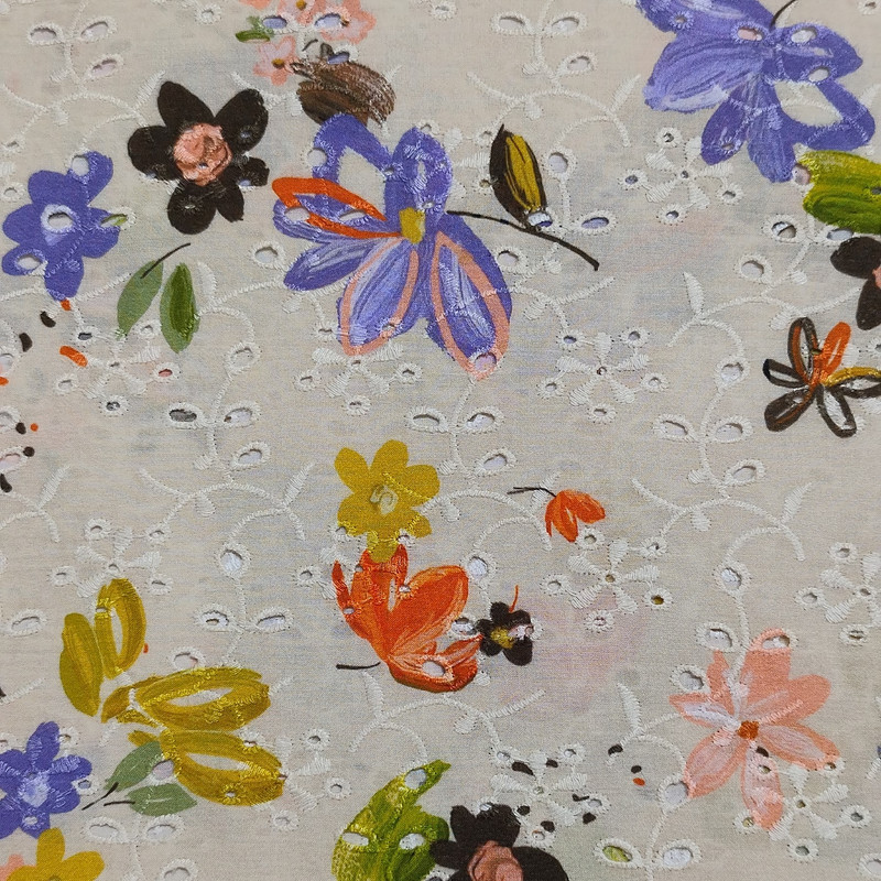 Embroidered Schiffli Print Fabric ESP 11