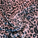 Pink & Black Leopard Print On Velvet Fabric