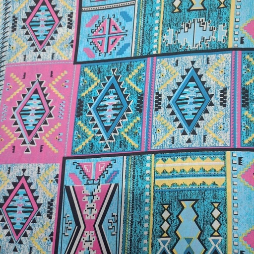 Green Bohemian Print On Habutai Satin S24 HSPS07