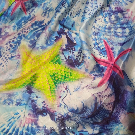 Star Fish Print On Habutai Satin S24 HSPS32
