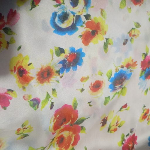 Multi Colour Roses Print On Habutai Satin S24 HSPS59