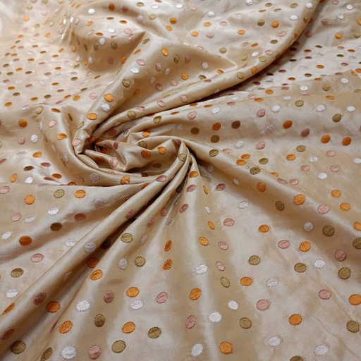 Polka Dots Prints On Embroidered Taffeta